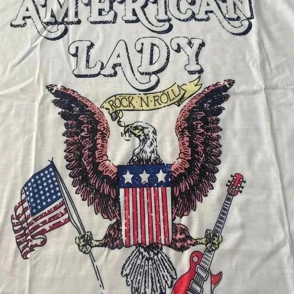 💥🆕American Flag Eagle American Lady T-Shirt Tee M🆕 - Picture 3 of 4